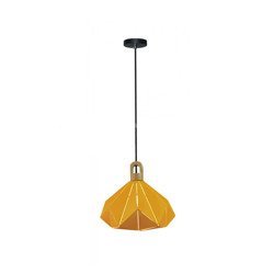 Lampa wisząca żółta metal drewno E27 Prism-Wooden-Yellow VT-7323-Y 3950 V-TAC V-TAC