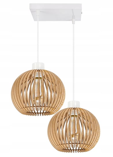 Lampa wisząca żyrandol zwis sufit klosz drewno 2 LED-ONE