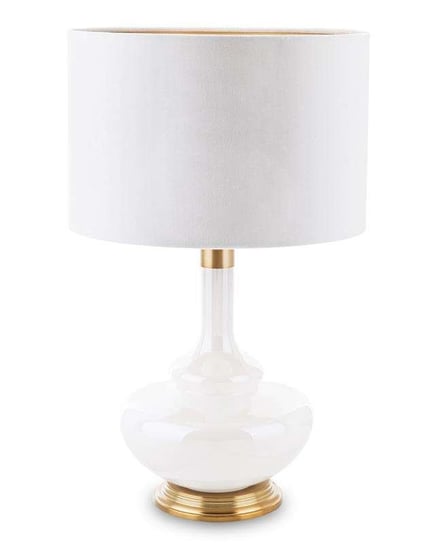 Lampa Z Kloszem Biało-Złota Metalowa Stołowa Art-Pol