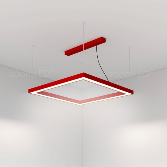 Lampa zoomLED® kwadrat na linkach czerwona 100x100cm 156W 3000K zoomLED