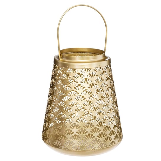 Lampion ażurowy z uchwytem, metal, złoty Atmosphera