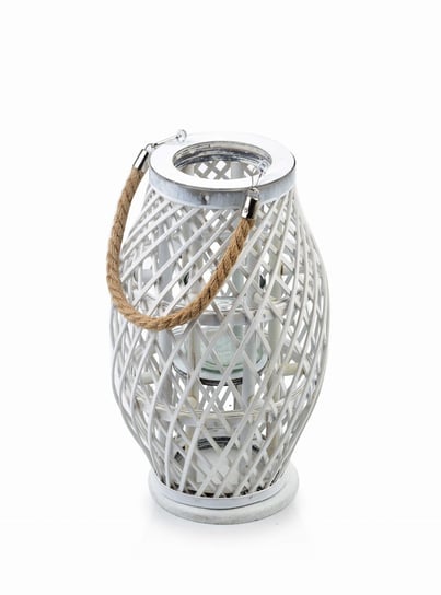 Lampion dekoracyjny wiklinowy Lucie White 35 cm Mondex