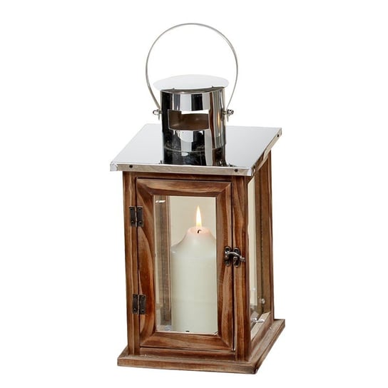 Lampion drewniano-szklany, 32,5x16,5 cm 