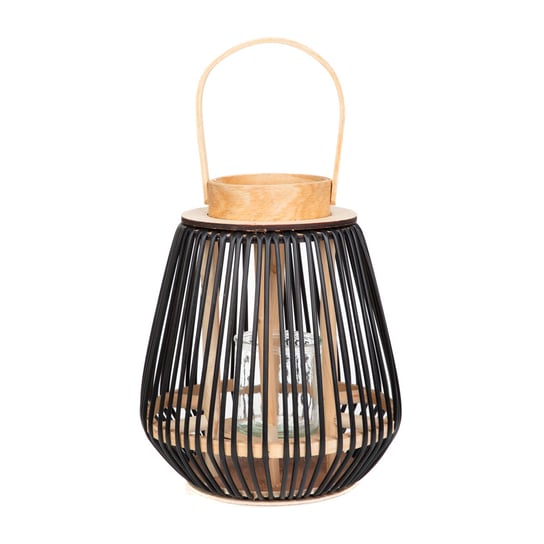 Lampion drewniany GARNITTO z czarnymi elementami 10,5x26 cm HOMLA Homla