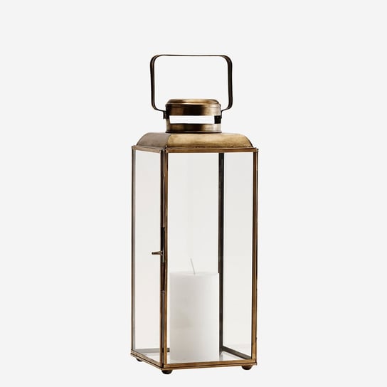 Lampion stojący, wiszący, Seul, szkło, mosiądz,  metal, wysokość 36 cm (PCH11682ABR) Madam Stoltz