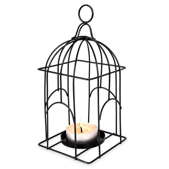 Lampion Świecznik Na Świeczki Tealight Metalowy Czarny Klatka Dla Ptaków Orion
