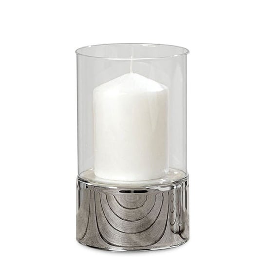 Lampion szklany Glamour, srebrny, 9 cm 