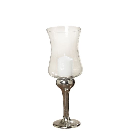Lampion szklany na srebrnej nóżce, mały, 13,5cm 