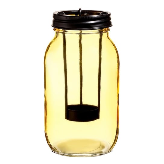 Lampion szklany TADAR cera, 9.5x17.5cm, żółty Tadar