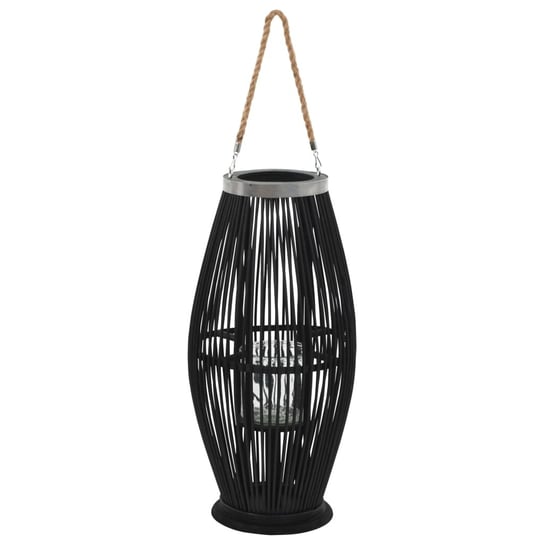 Lampion wiszący bambusowy 29x60 cm, czarny Inna marka
