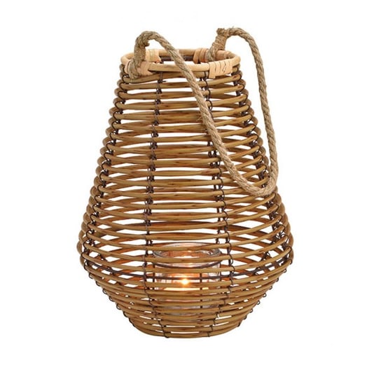 Lampion z drewna bambusowego z jutowym uchwytem 33 cm Wurm