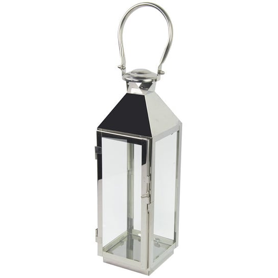 Lampion ze stali nierdzewnej z uchwytem 39,5 cm kolor srebrny EDCO