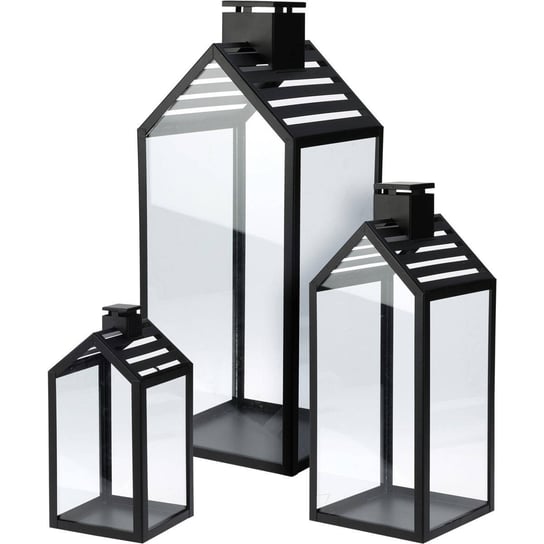 Lampiony Czarne Metalowe, 3 Sztuki Home Styling Collection