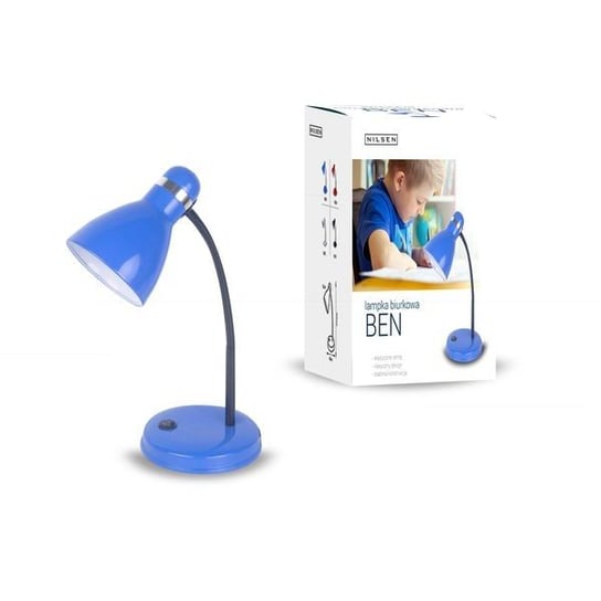 Lampka biurkowa INQ Ben, E27, niebieska, 40 W Nilsen