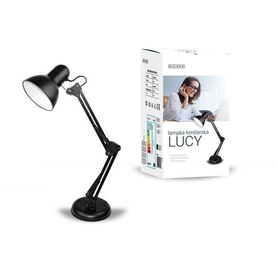 Lampka biurkowa INQ Lucy, E27, czarna, 40 W Nilsen