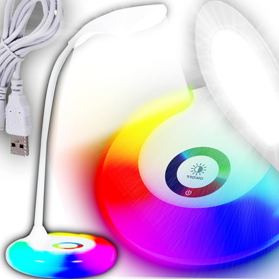 Lampka Biurkowa LED Na Biurko Lampa Szkolna RGB Barwy Dotyk USB Stojąca 889 LOGIT