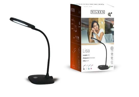 Lampka biurkowa LED Nilsen Lisa PX016, czarna, 6,5 W Nilsen