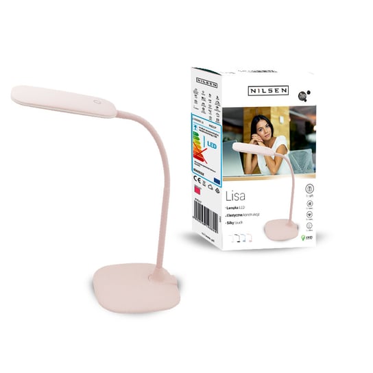 Lampka biurkowa LED Nilsen Lisa PX017, różowa, 6,5 W Nilsen