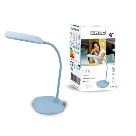 Lampka biurkowa LED Nilsen Lisa PX018, niebieska, 6,5 W Nilsen