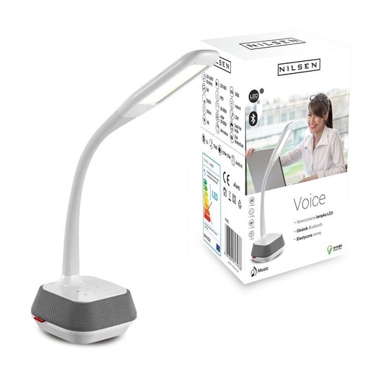Lampka biurkowa LED Nilsen Voice HG006, biało-szara, 5 W Nilsen