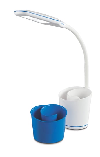 Lampka biurkowa LED z przybornikiem Nilsen Elsa PX036, biało-niebieska, 6 W Nilsen