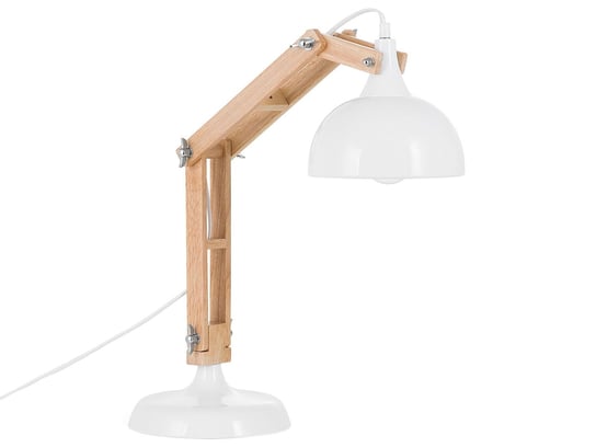 Lampka biurkowa regulowana drewniana biała SALADO Beliani
