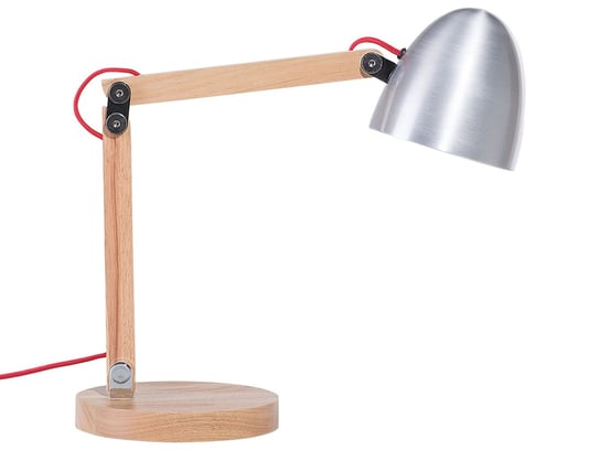 Lampka biurkowa regulowana drewniana srebrna VELEKA Beliani