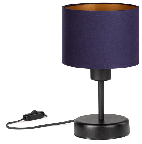 Lampka biurkowa stołowa NOCNA LOFT mini ABAŻUR granatowy złoty Tornado