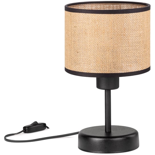 Lampka biurkowa stołowa nocna RUSTYKALNA mini ABAŻUR JUTA beżowy czarny Tornado