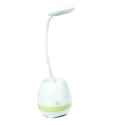 Lampka biurkowa z przybornikiem okrągła LED biała z zielonymi dodatkami Inna marka
