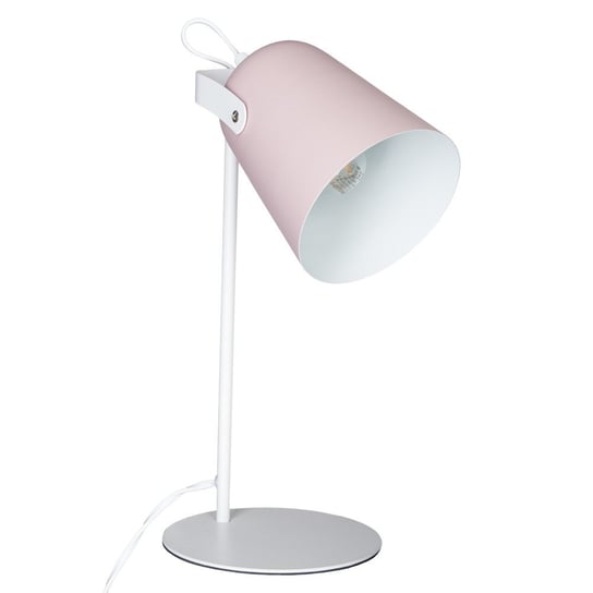 Lampka do czytania biurkowa z metalu, nowoczesna, w kolorze różowym. Atmosphera