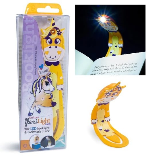 Lampka do książki, Jednorożec żółty, Flexilight PALS Thinking Gifts