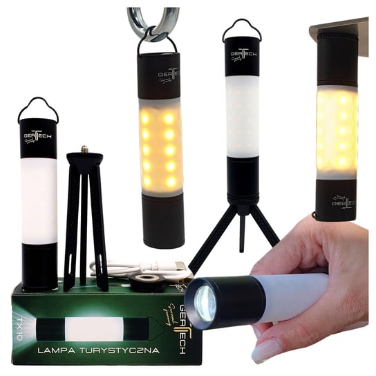 Lampka Kempingowa, Latarka LED Poręczna, Lampa Turystyczna, Kempingowa,  Uchwyt, Statyw, Magnes, Funkcja Powerbank, 6 trybów świecenia GERTECH