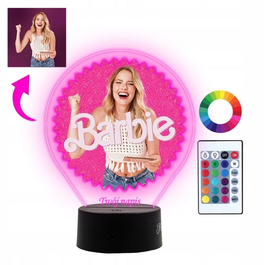 Lampka LED 3D Barbie Twoje Zdjęcie Prezent Imię Plexido