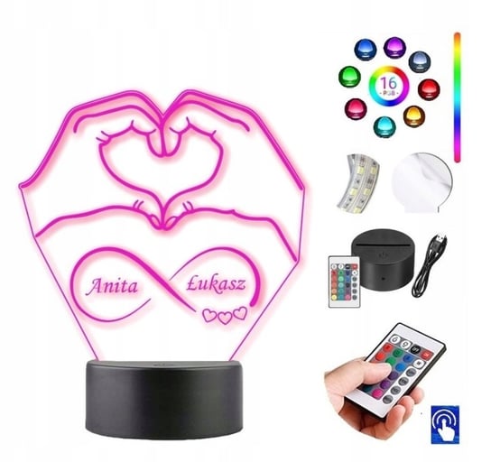 Lampka LED 3D Plexido Serce z Rąk Walentynki Plexido