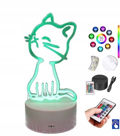 Lampka na biurko Kot 16 Kolorów Grawer LED PLEXIDO Plexido