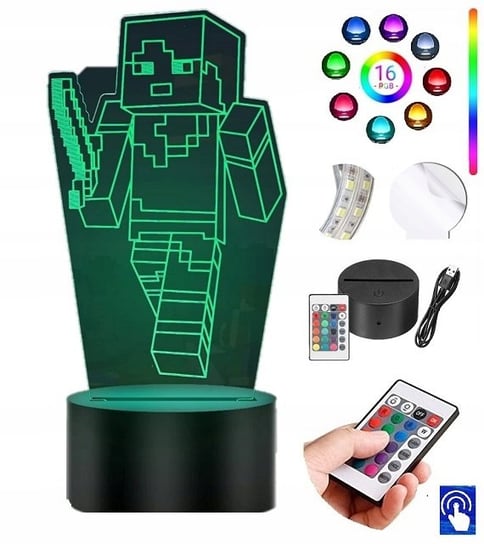 Lampka na biurko Minecraft 16 kolorów LED PLEXIDO Plexido