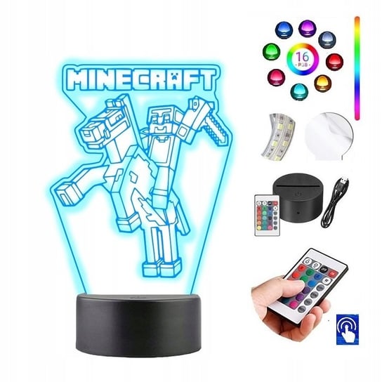 Lampka Na Biurko Nocna Minecraft 16Kolorów Led Plexido Plexido