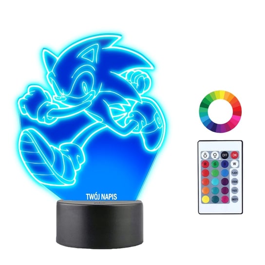 Lampka na Biurko Statuetka 3D Gra Sonic Biegnący Plexido