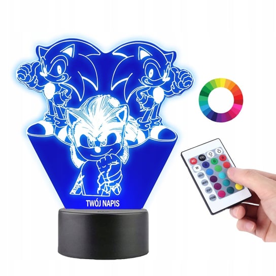 Lampka na Biurko Statuetka 3D Gra Sonic Postacie Plexido