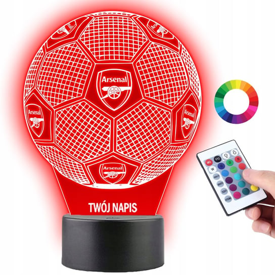 Lampka na Biurko Statuetka Led Piłka Nożna Klub Arsenal F.C. Logo Prezent Plexido