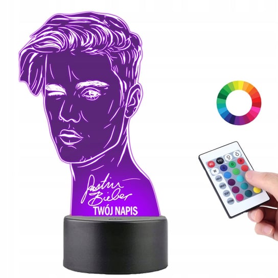 Lampka na Biurko Statuetka Led Piosenkarz Justin Bieber Autograf Beliebers Plexido