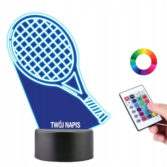 Lampka na Biurko Statuetka Led Sport Tenis Rakieta do Tenisa Twój Napis Plexido