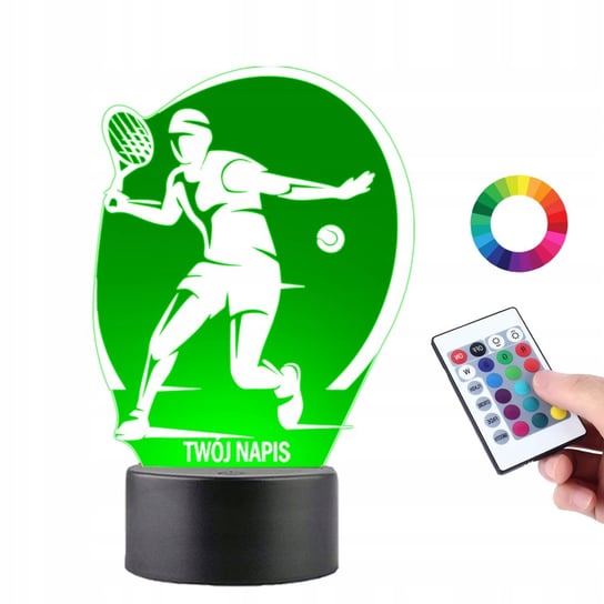 Lampka na Biurko Statuetka Led Sport Tenis Tenisista Grawer Twój Napis Plexido