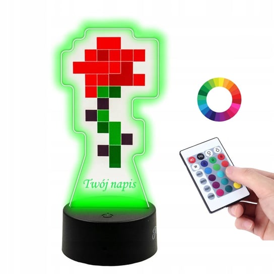 Lampka Na Biurko Statuetka UV Minecraft Róża Kwiat Plexido