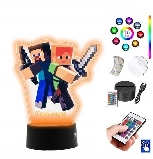 Lampka na biurko UV Minecraft Pixele LED PLEXIDO Plexido