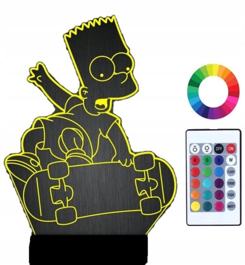 Lampka Nocna 3D Led BART SIMPSON Simpsonowie Prezent Grawer Plexido