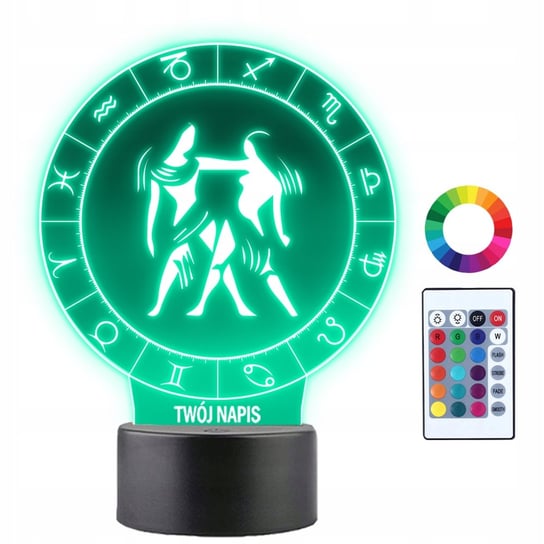 Lampka Nocna 3D Led Bliźnięta Znak Zodiaku Prezent Plexido