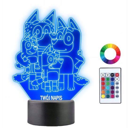 Lampka Nocna 3D Led Bluey Z Rodziną Prezent Plexido