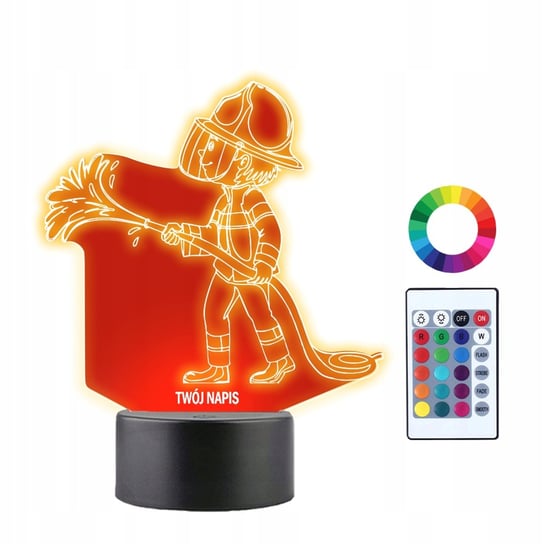 Lampka Nocna 3D Led Chłopiec Strażak Prezent Plexido